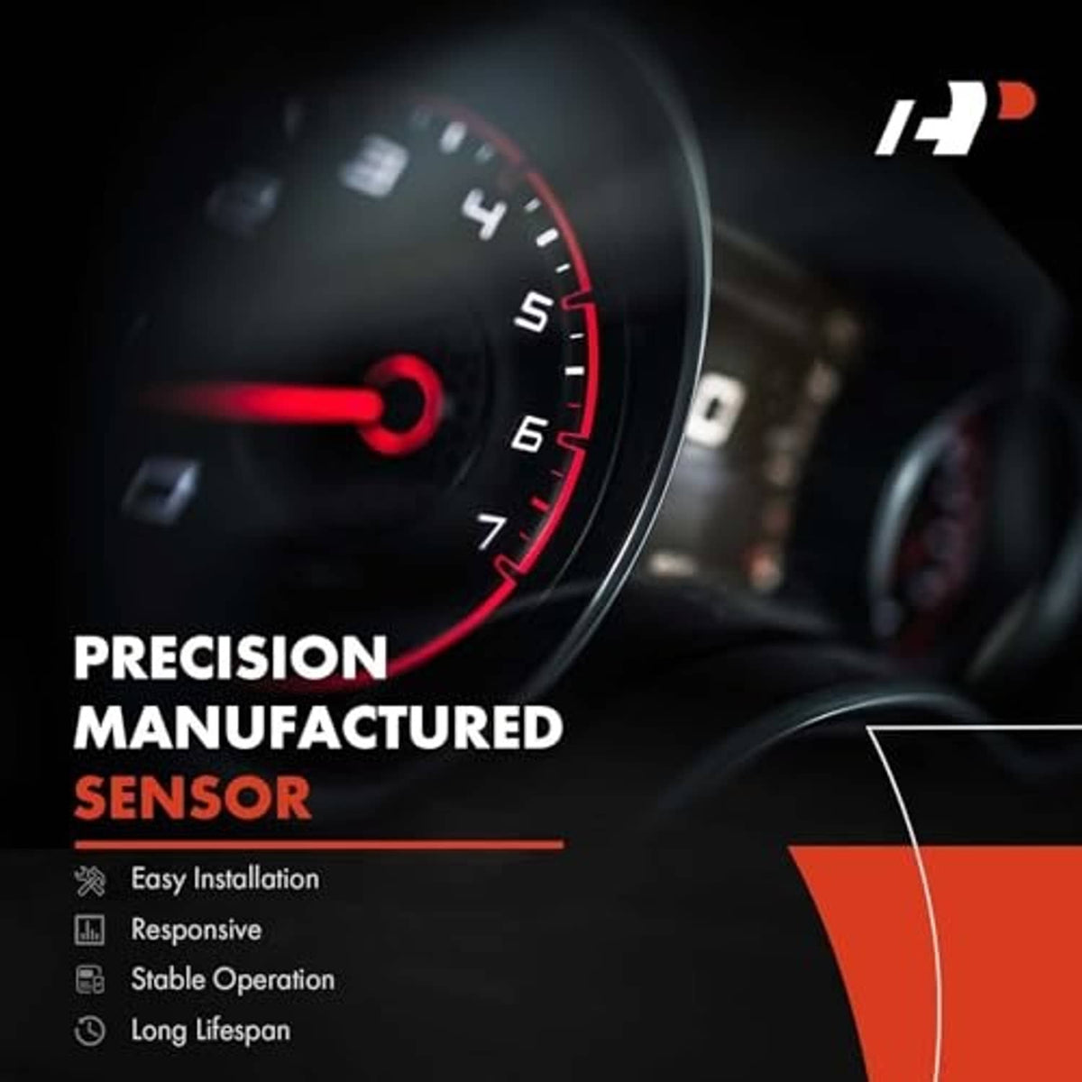 Crankshaft position sensor, black body with metal sensor face close-up