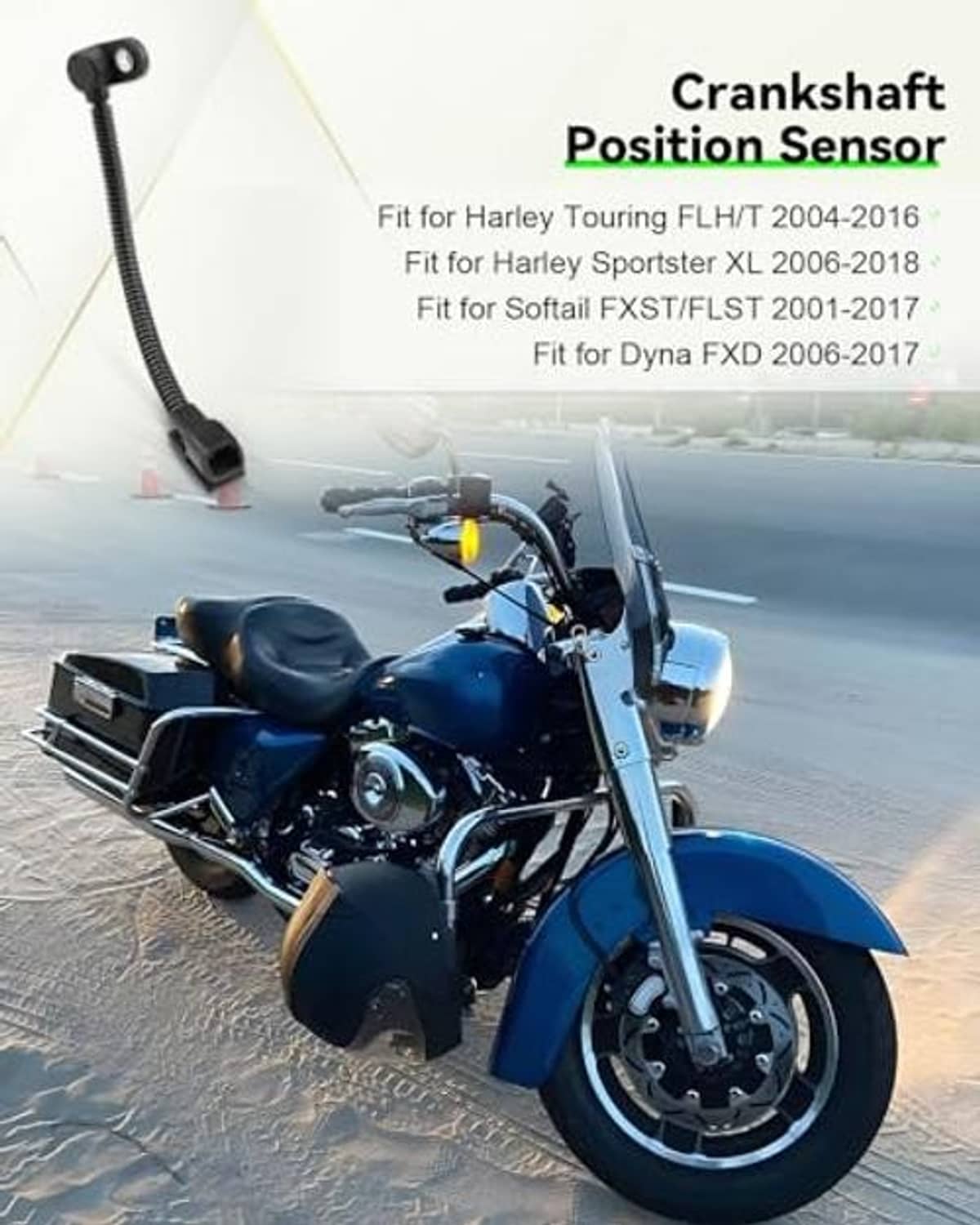 Motorcycle engine area with crankshaft position sensor installed
