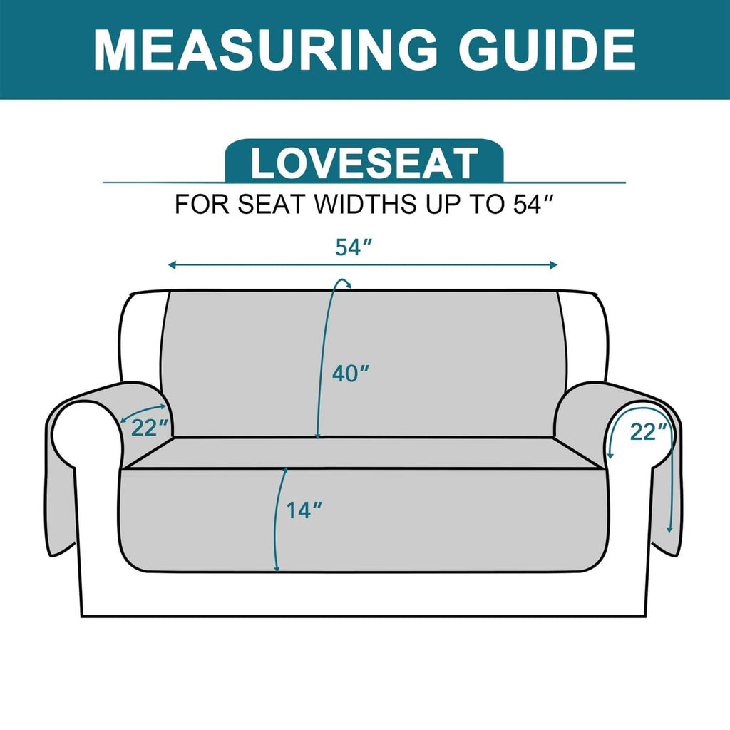 Loveseat couch cover sizing for seat widths up to 54 inches