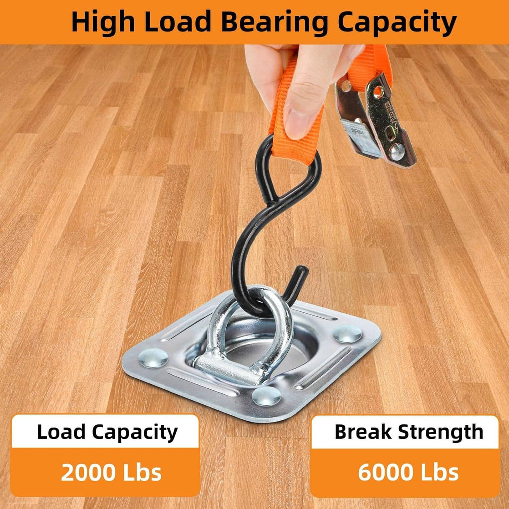 Recessed D-ring tie-down anchor with steel base plate for trailer load restraint