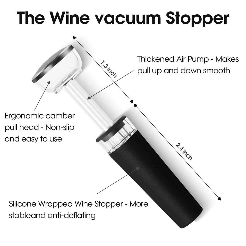 Wine vacuum stopper with air pump and silicone-wrapped stopper cylinder