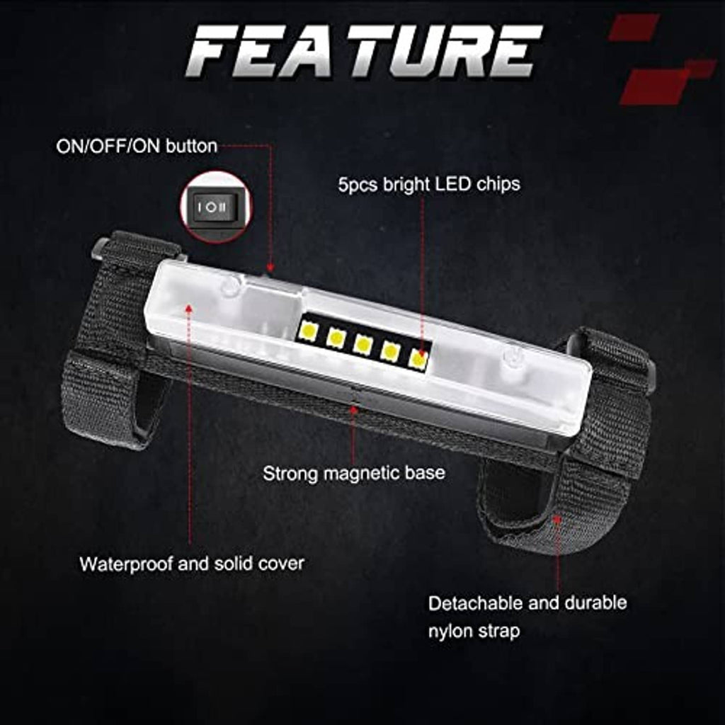 Roll-cage LED light bar with switch, clear cover, 5 bright LED chips, nylon straps