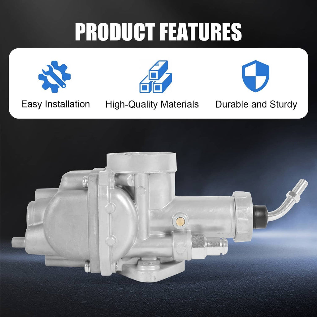 Silver carburetor assembly with air intake, side fittings, and mounting points