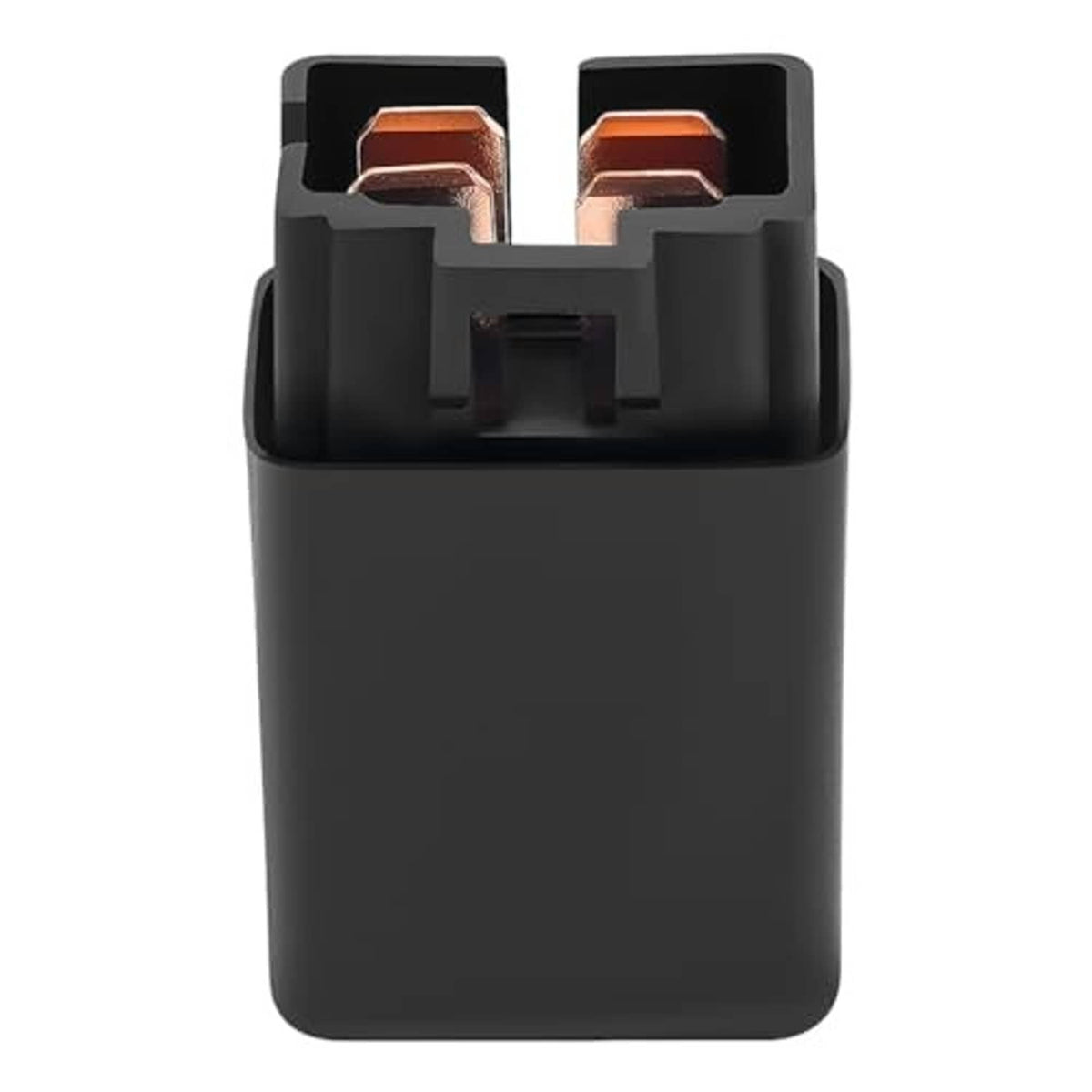 Automotive 4-pin relay with top copper contact bars and black plastic housing