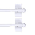 White magnetic curtain rod mounts with round magnetic holders, 2-pack close-up