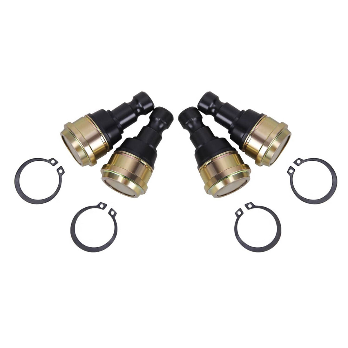 4-pack ball joints with black boots, gold sleeves, and several black retaining rings