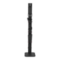 Black vacuum wall stand with wide base and vertical mounting slots for Dyson-style uprights