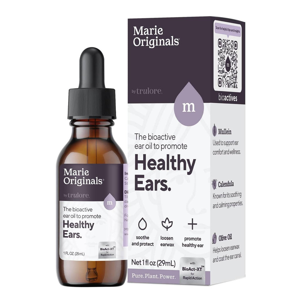 Marie Originals mullein garlic oil ear drops bottle with box, 1 fl oz