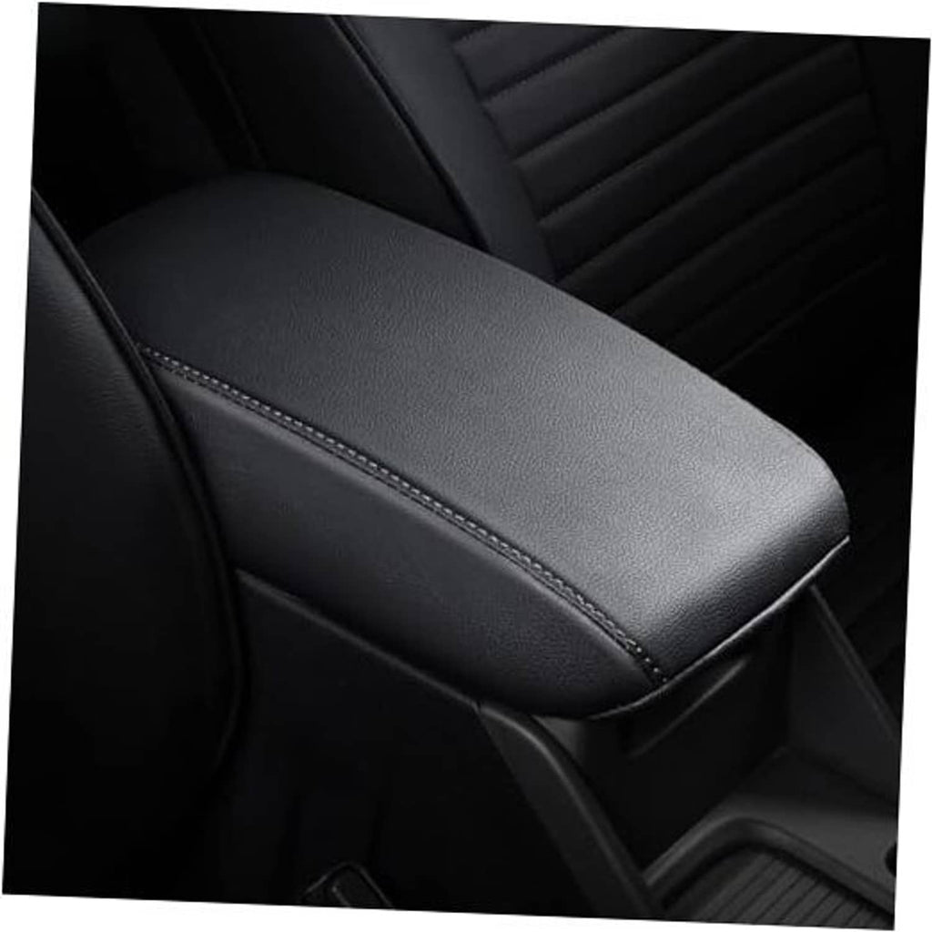 Black leather-look center armrest for 2013-2016 Dodge Dart with stitched edge