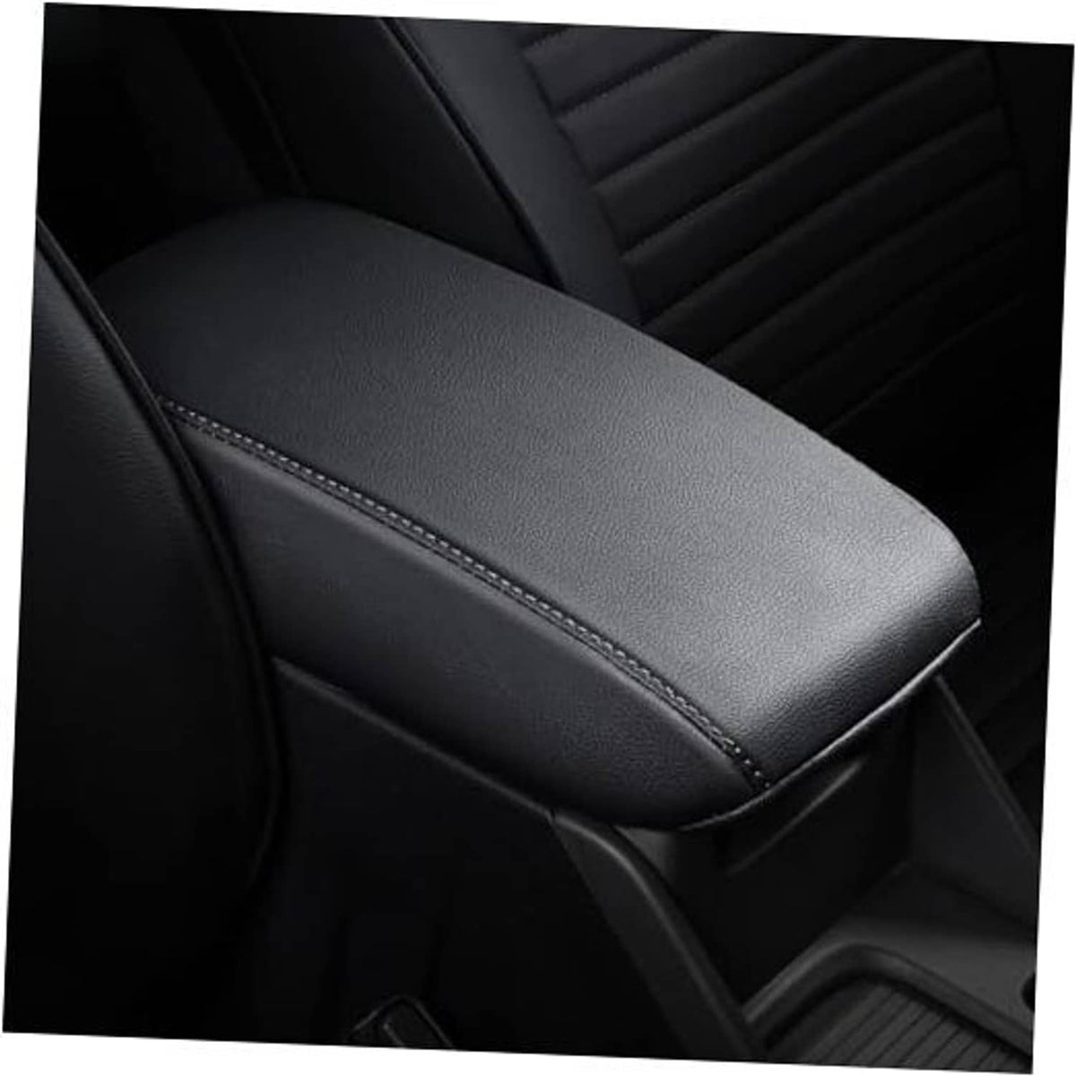 Black leather-look center armrest for 2013-2016 Dodge Dart with stitched edge