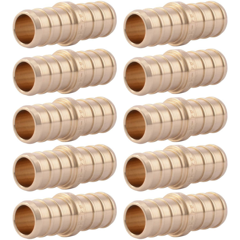 Brass PEX crimp coupling, 1/2 in, male tube end