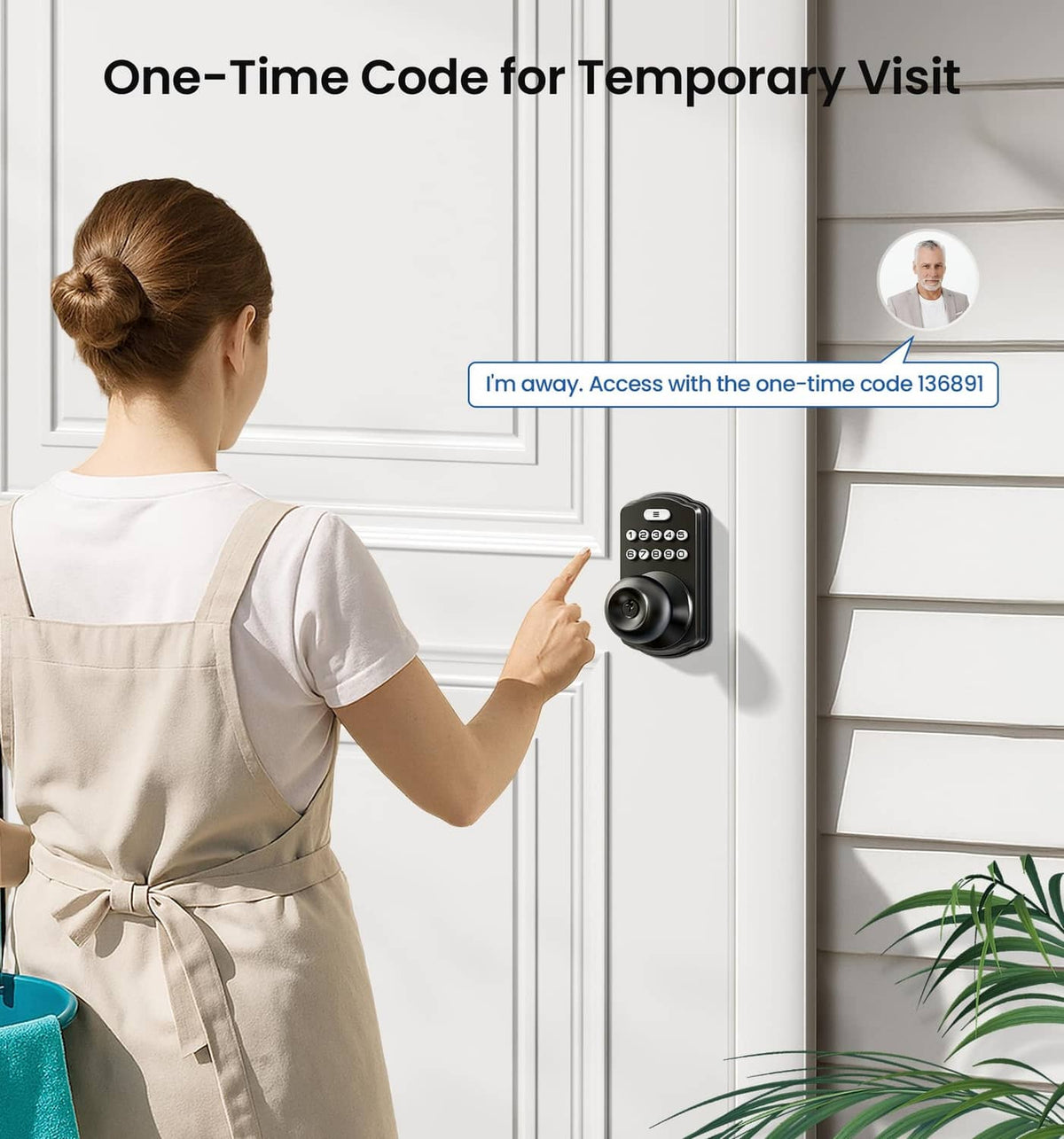 Matte black keyless keypad door knob lock with number pad and thumb turn