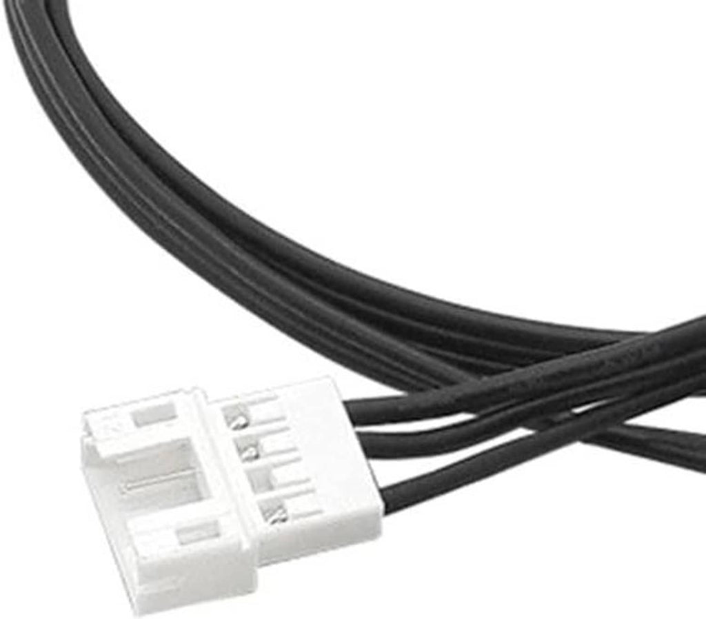 Close-up of white 4-pin ARGB connector on black conversion cable