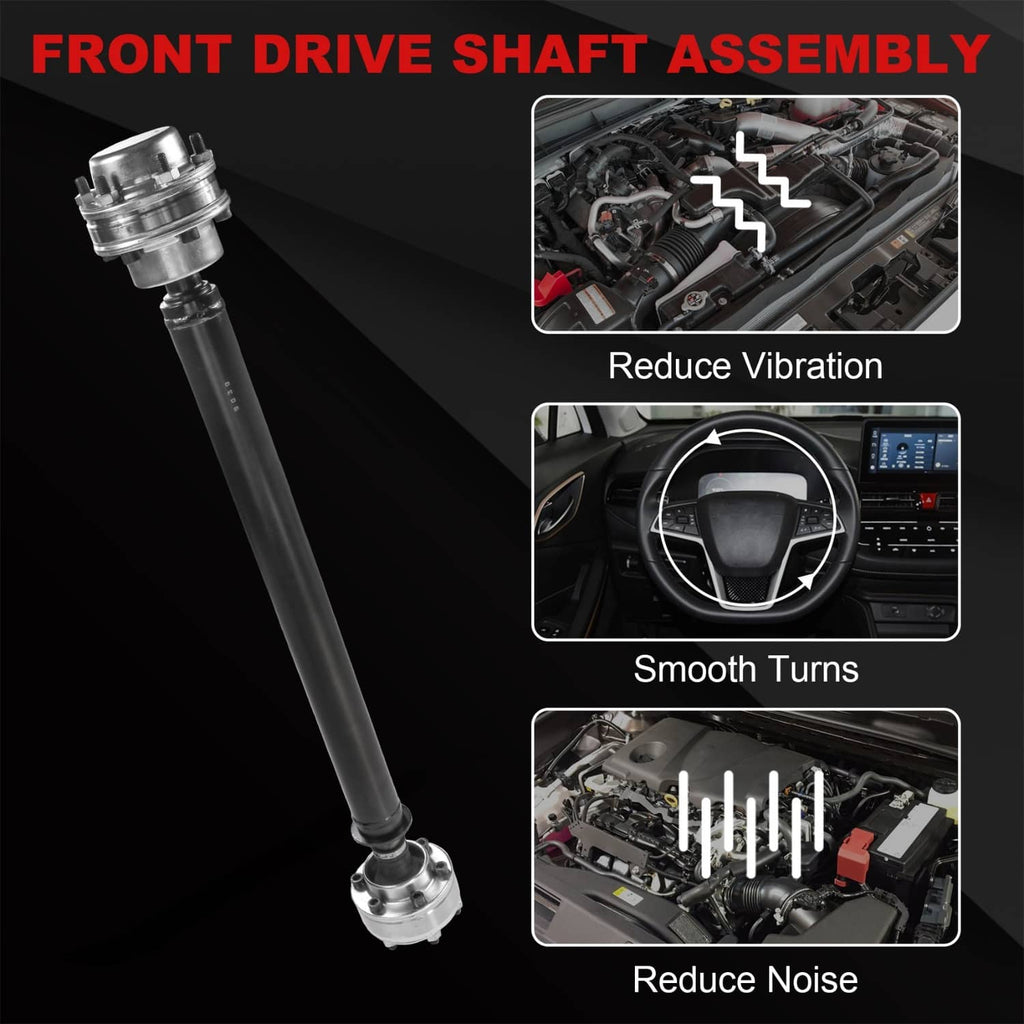 Front drive shaft assembly with smooth steel tube and flange yoke ends