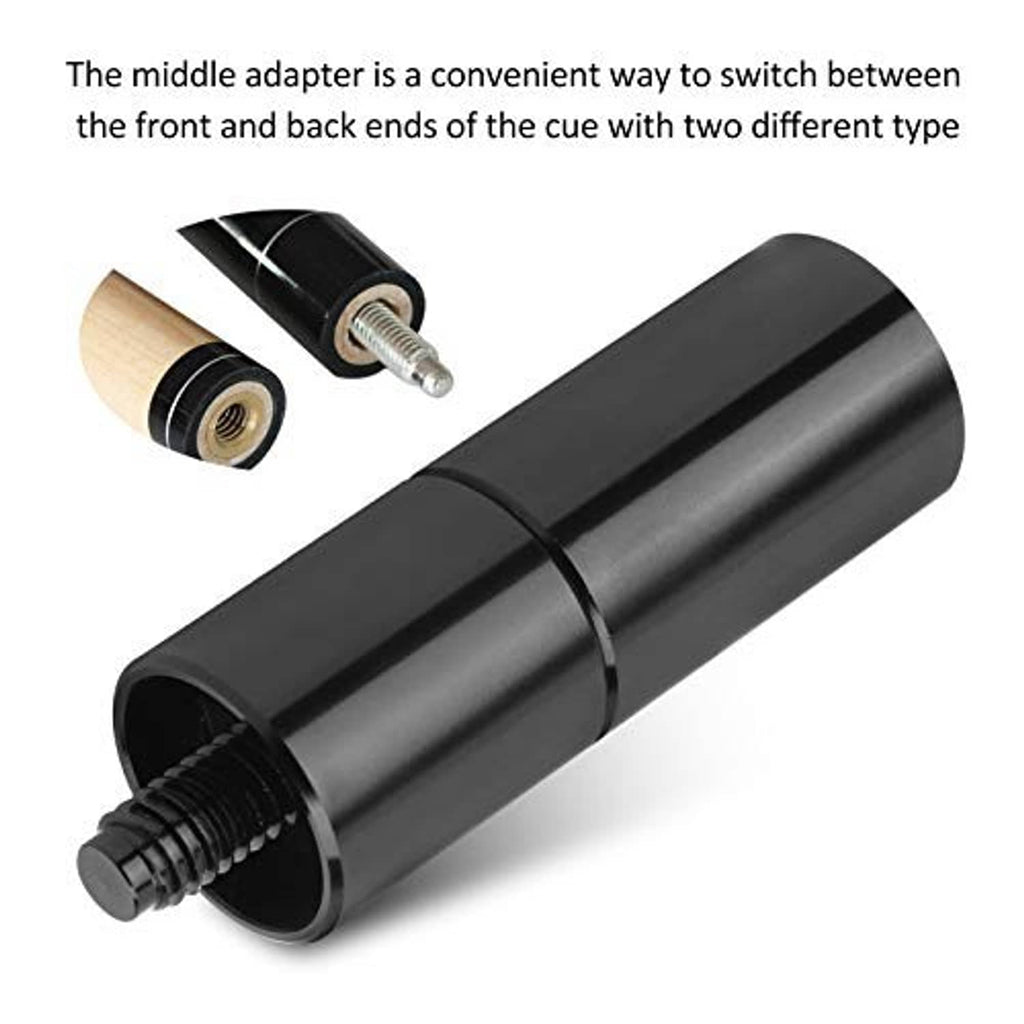 Black pool cue extension adapter with threaded connector socket and cable-in style end