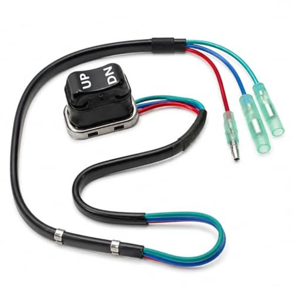Outboard trim tilt switch set with black UP/DN switch and color-coded wire leads