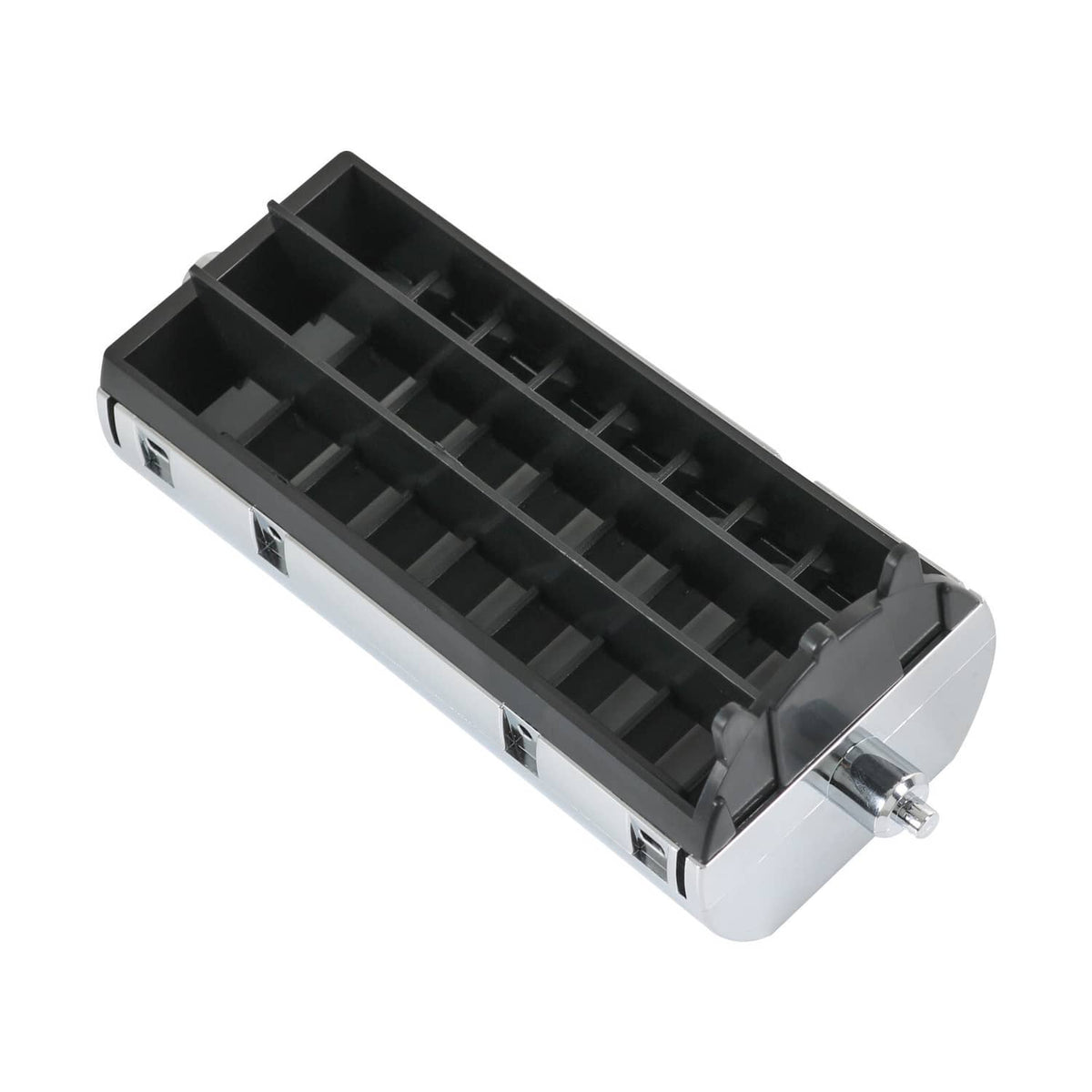 A/C dash vent set, single vent housing with black grille insert and chrome side mounting clips.