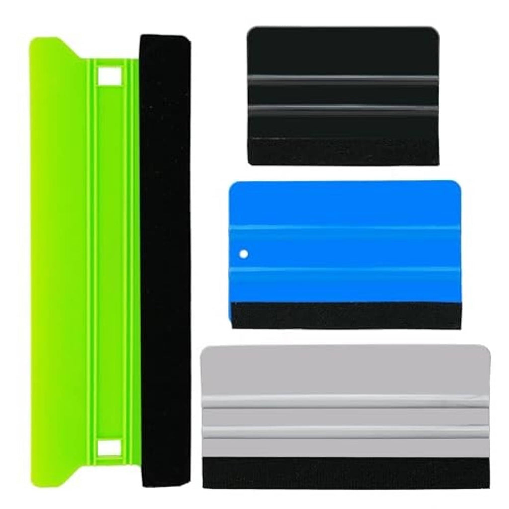 Window tint squeegee set, green and black blades with blue and gray options