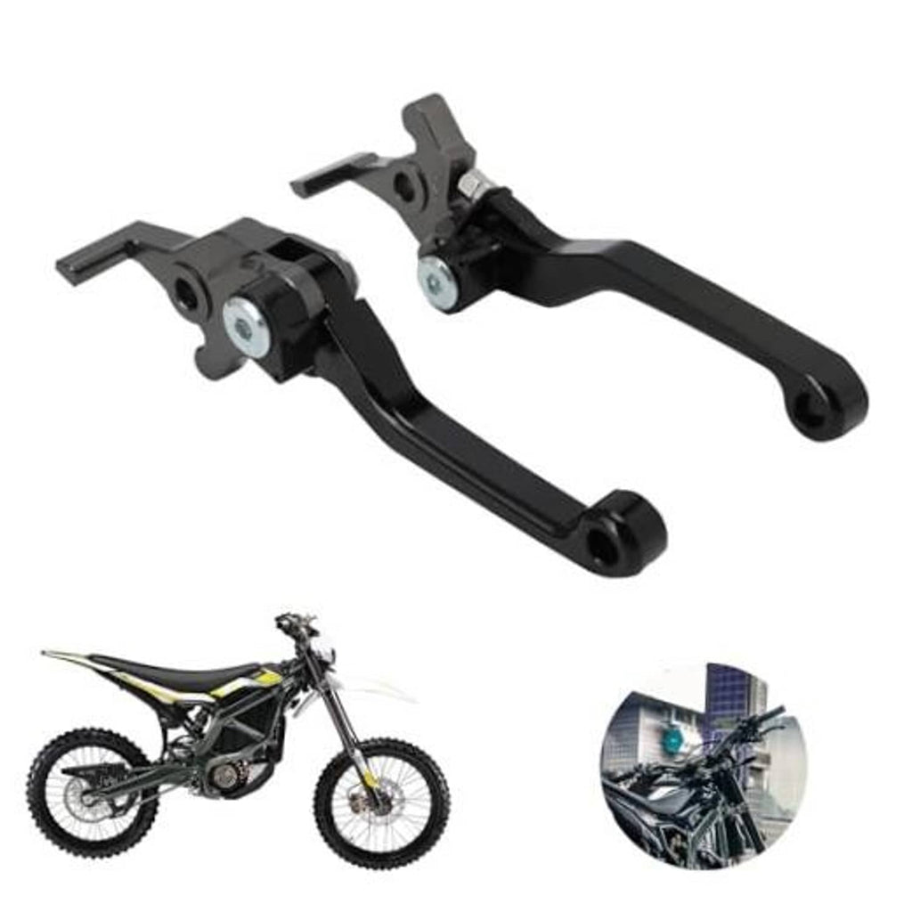 Pair of black adjustable CNC brake levers with safety lever arms