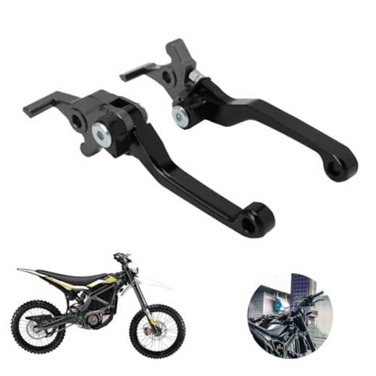 Pair of black adjustable CNC brake levers with safety lever arms