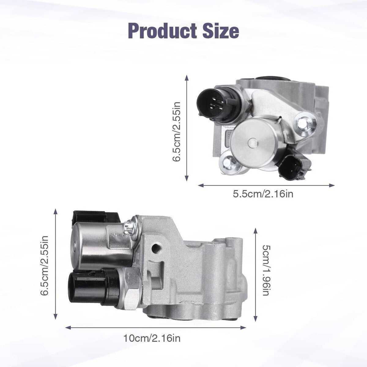Solenoid spool valve with gasket with dimension diagram on a silver metal body