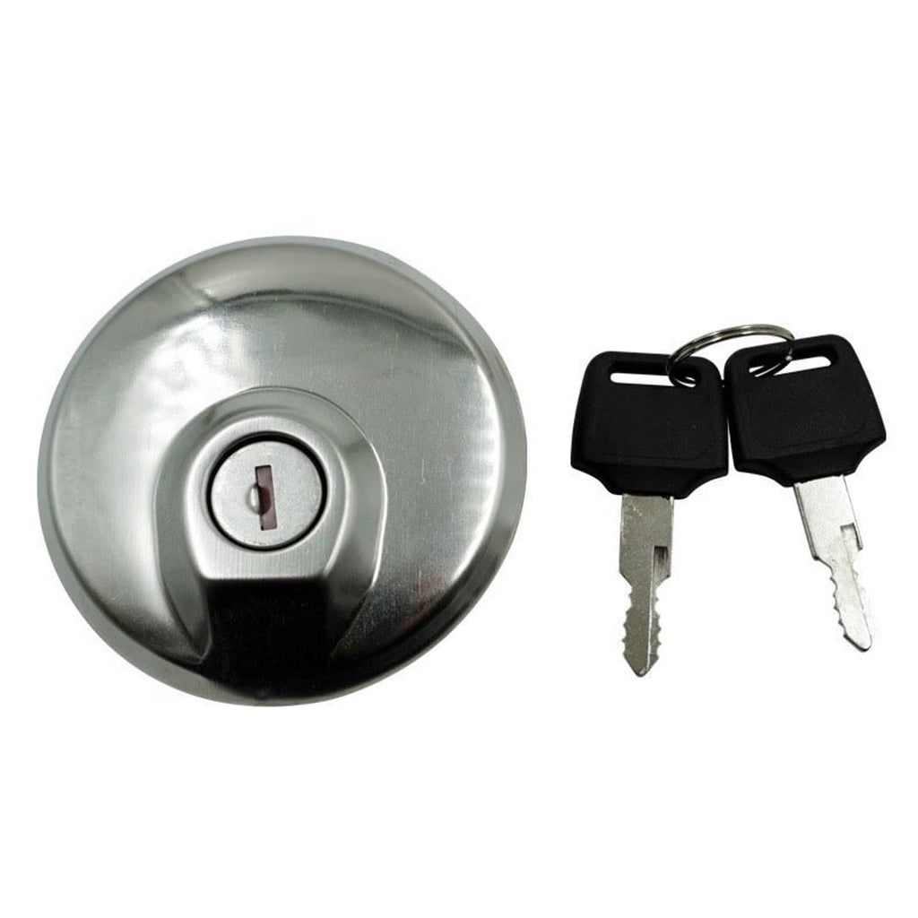 Fuel gas cap with black latch, chrome face, includes ignition keys