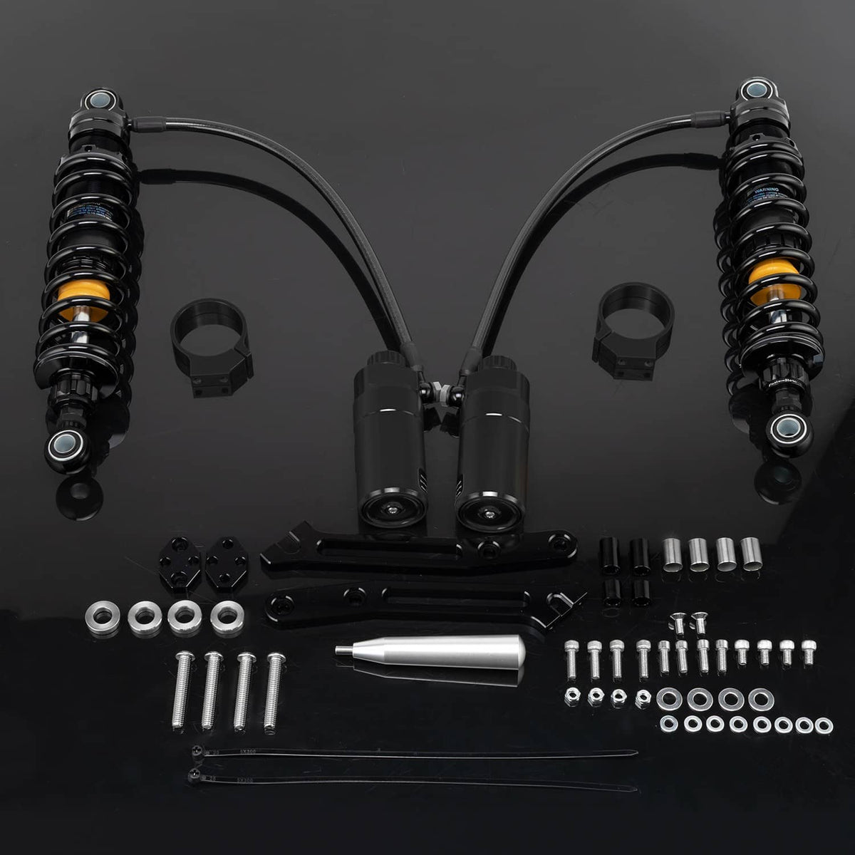RivetOak 13" Adjustable Remote Reservoir Rear Suspensions Shocks For Harley Touring 2014+