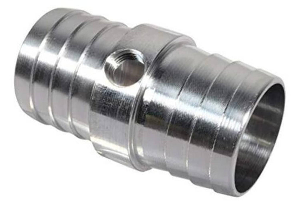 Radiator hose barb coupler with 1/8" NPT port, chrome metal steam tube adapter