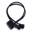 Black SATA to 2x 2-pin PC fan power adapter cable with two fan connectors