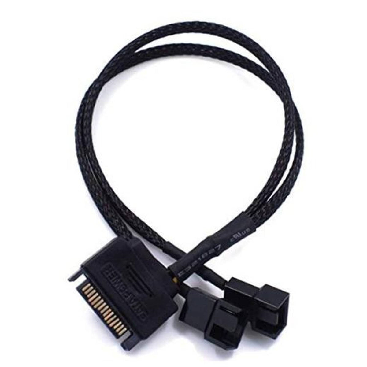 Black SATA to 2x 2-pin PC fan power adapter cable with two fan connectors