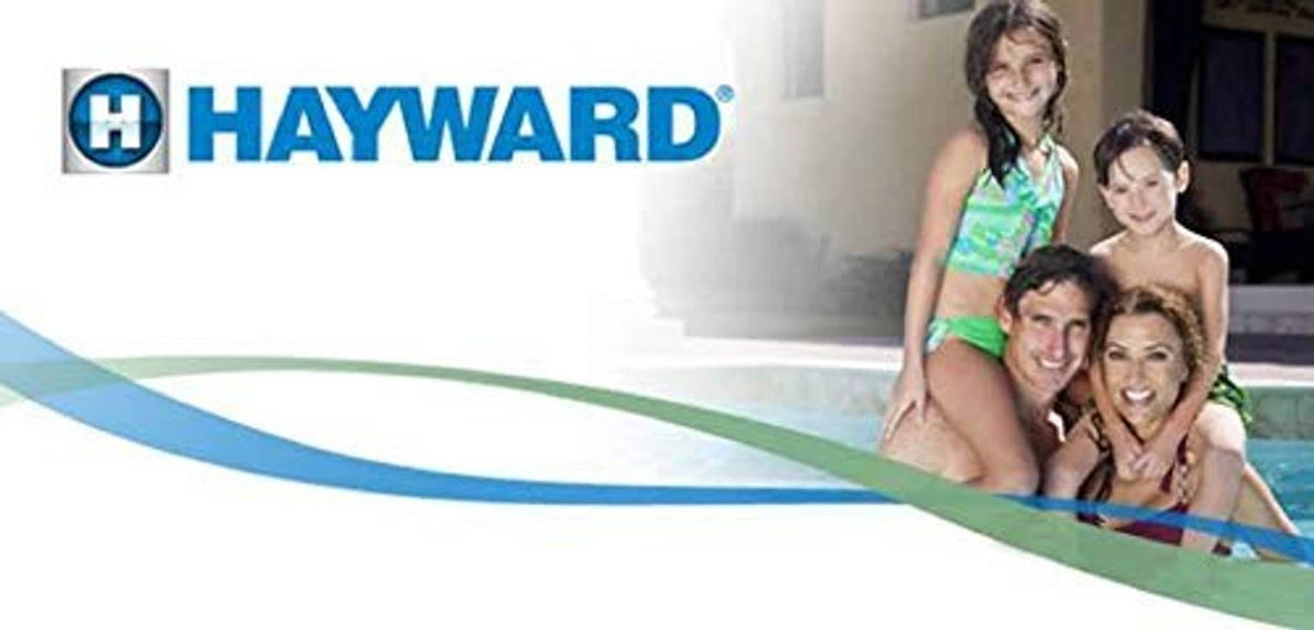 HAYWARD logo on pool marketing banner with people in a swimming pool