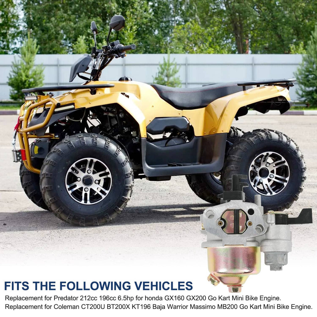 Black gas fuel tank and carburetor kit with gaskets and hoses