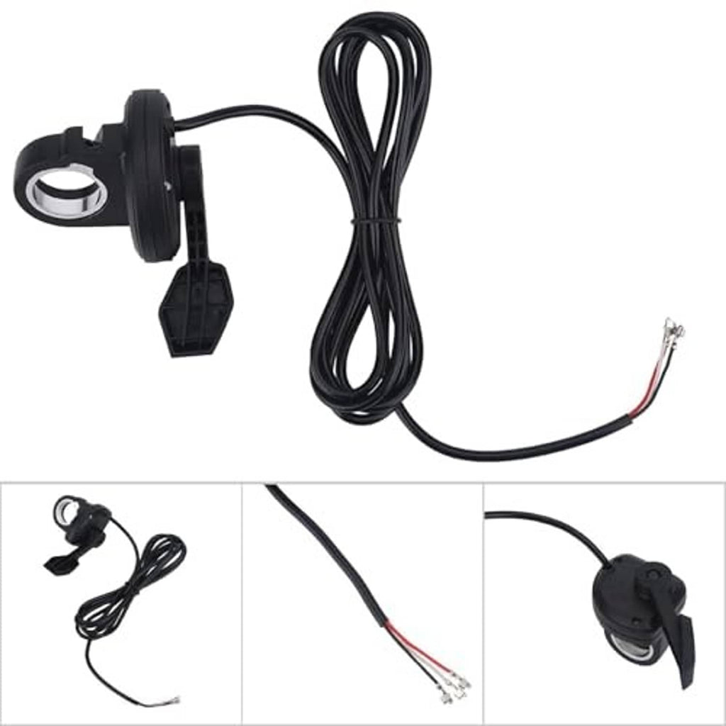 Left speed thumb throttle kit with black cable, clamp, and connector pieces