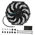 12-inch universal electric radiator cooling fan with black wire, mounting parts and cable