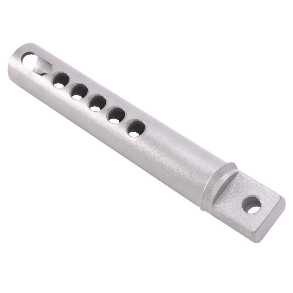 3-point lift hitch stabilizer bar with oval hole row and end mounting plate, silver