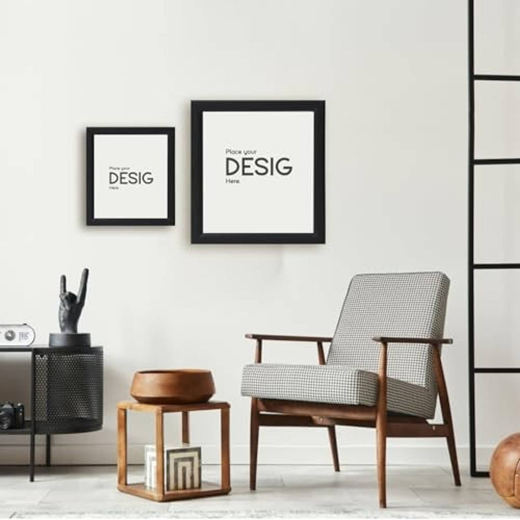 Black square picture frame with photo insert, sleek modern frame design