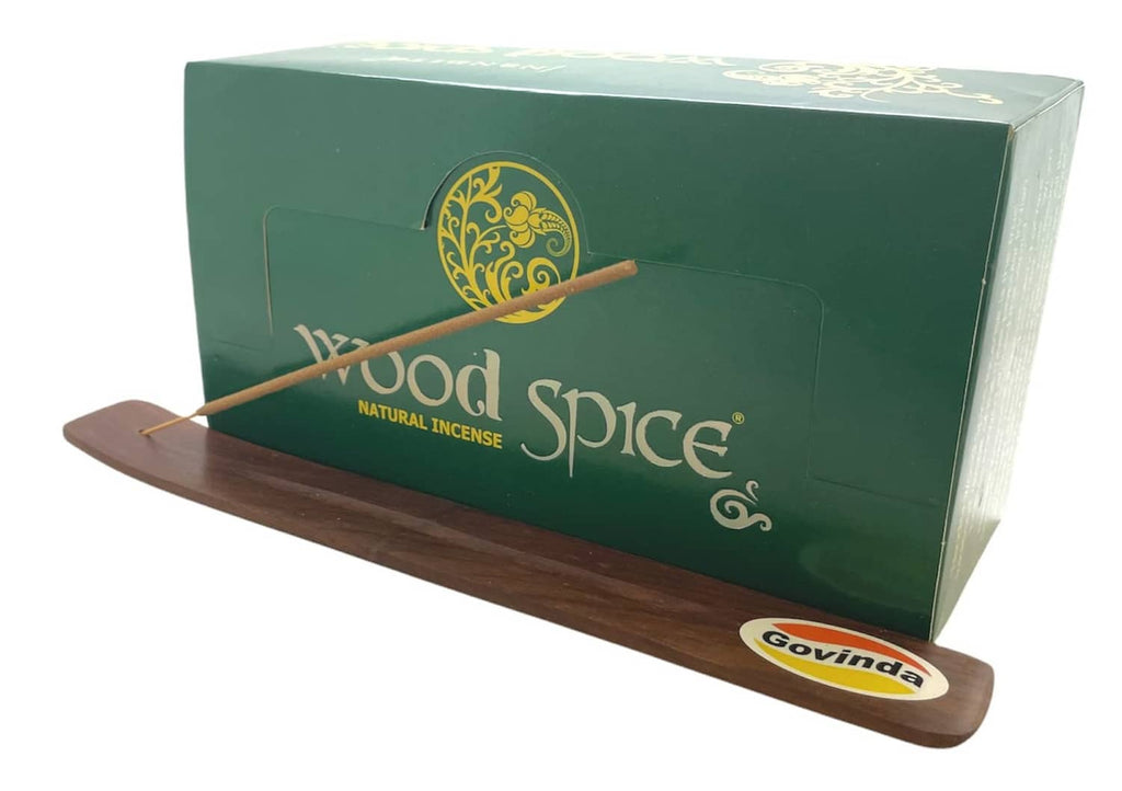 Incense kit box with wood holder base and incense stick