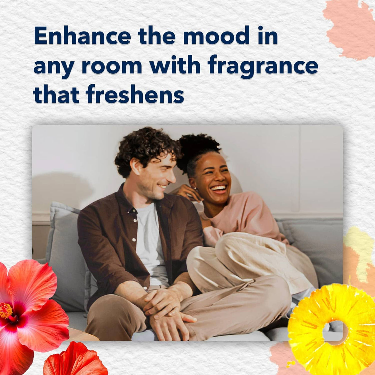Glade PlugIns warmer with couple relaxing graphic