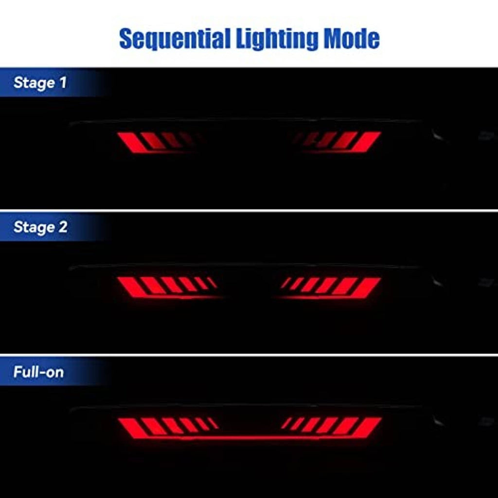 Third brake light sequential lighting mode with three red LED patterns