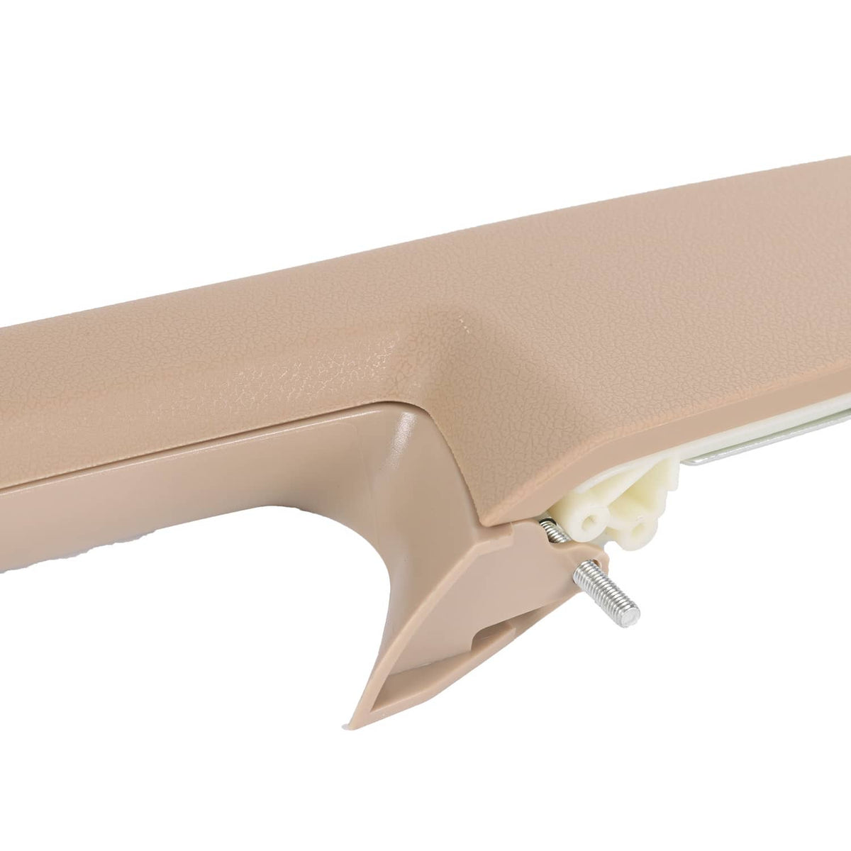 Beige door armrest handle trim with spring tab detail