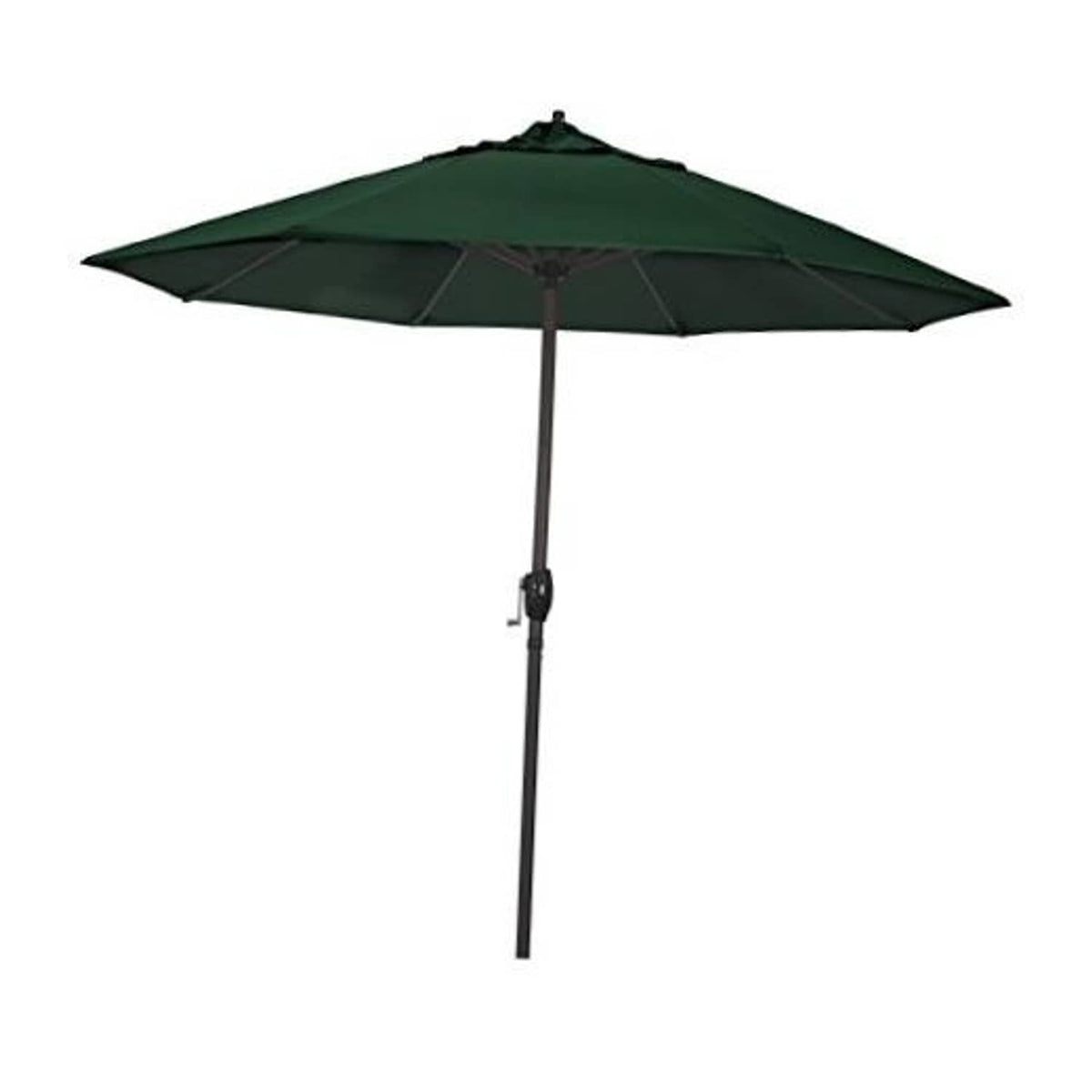 Forest green 9-ft patio umbrella with open canopy and dark center pole