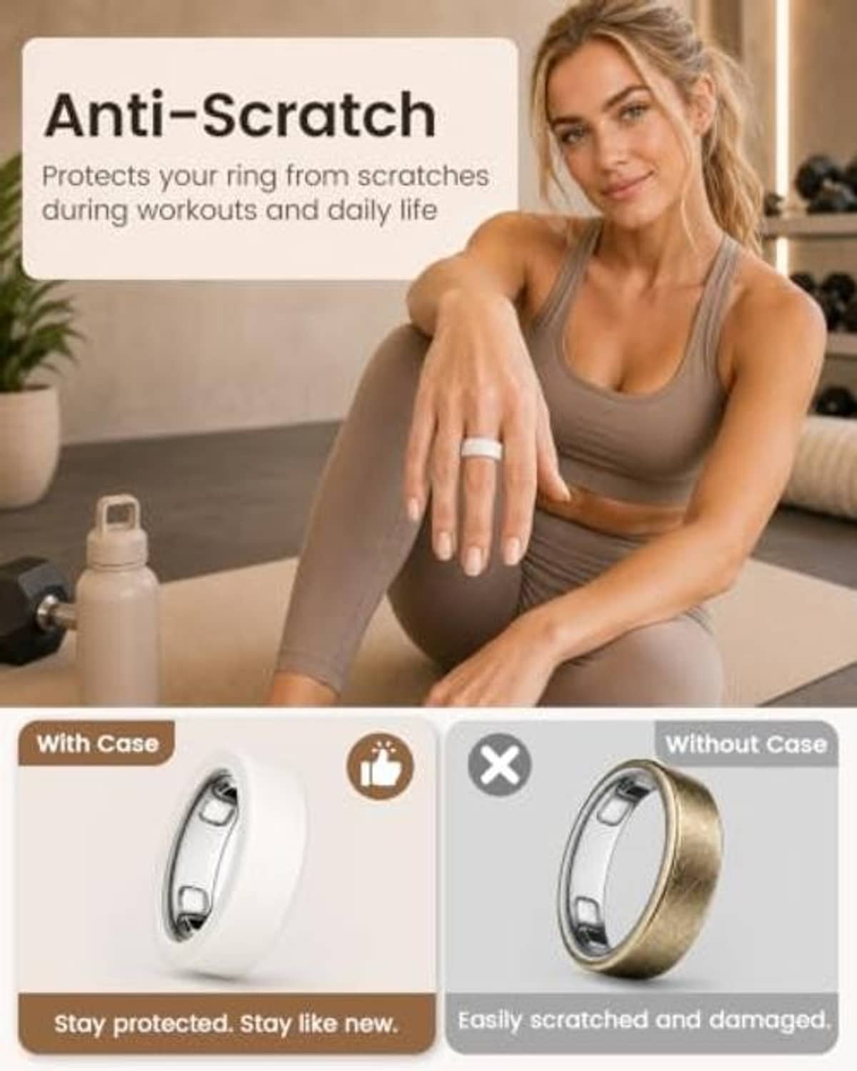 Anti-scratch silicone ring covers with protective snug fit for daily wear and workouts