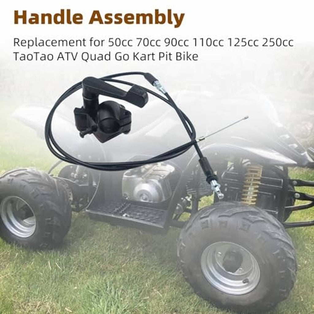 Thumb throttle handle assembly replacement with cable for ATV quad bike