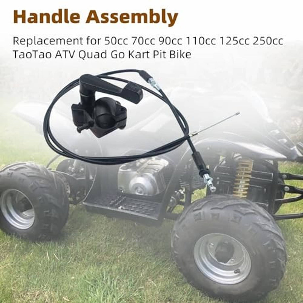 Thumb throttle handle assembly replacement with cable for ATV quad bike
