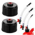 Black fuel jug cap with red insert plus clear filler hose with metal fittings
