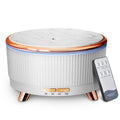 White ultrasonic essential oil diffuser with marble-look lid and orange LED ring
