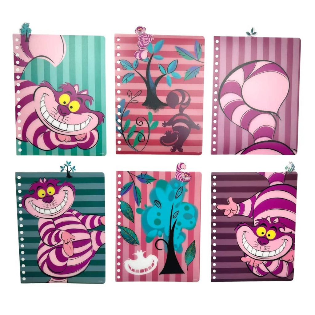 Set of character tab inserts for spiral notebook with striped, cat, and tree designs