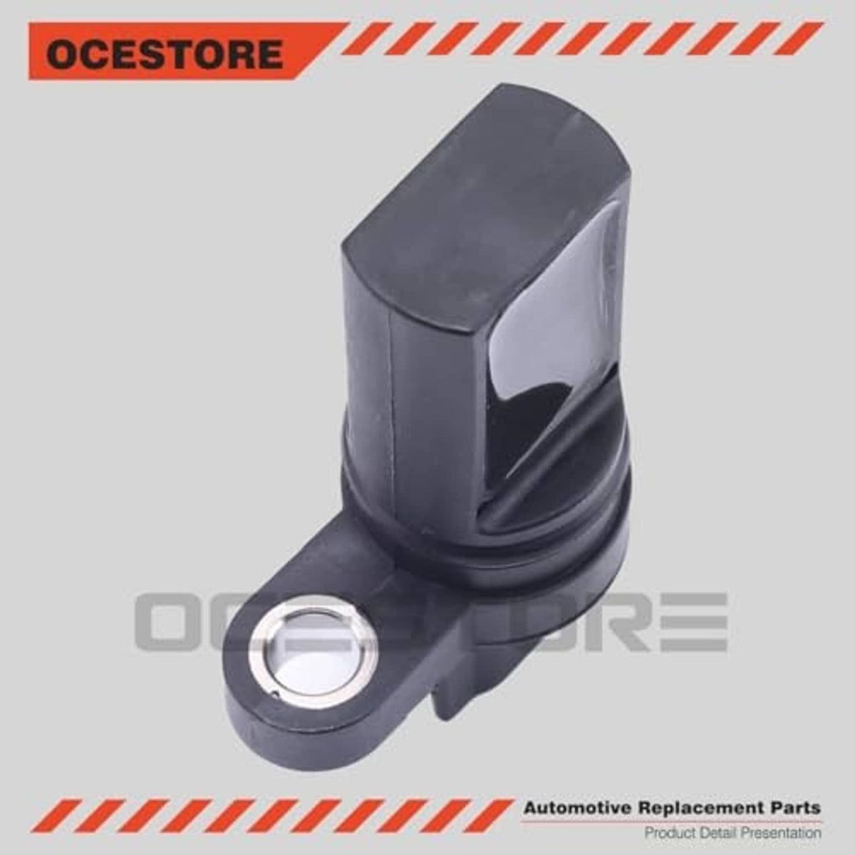 Camshaft position sensor with black plastic body and circular mounting base