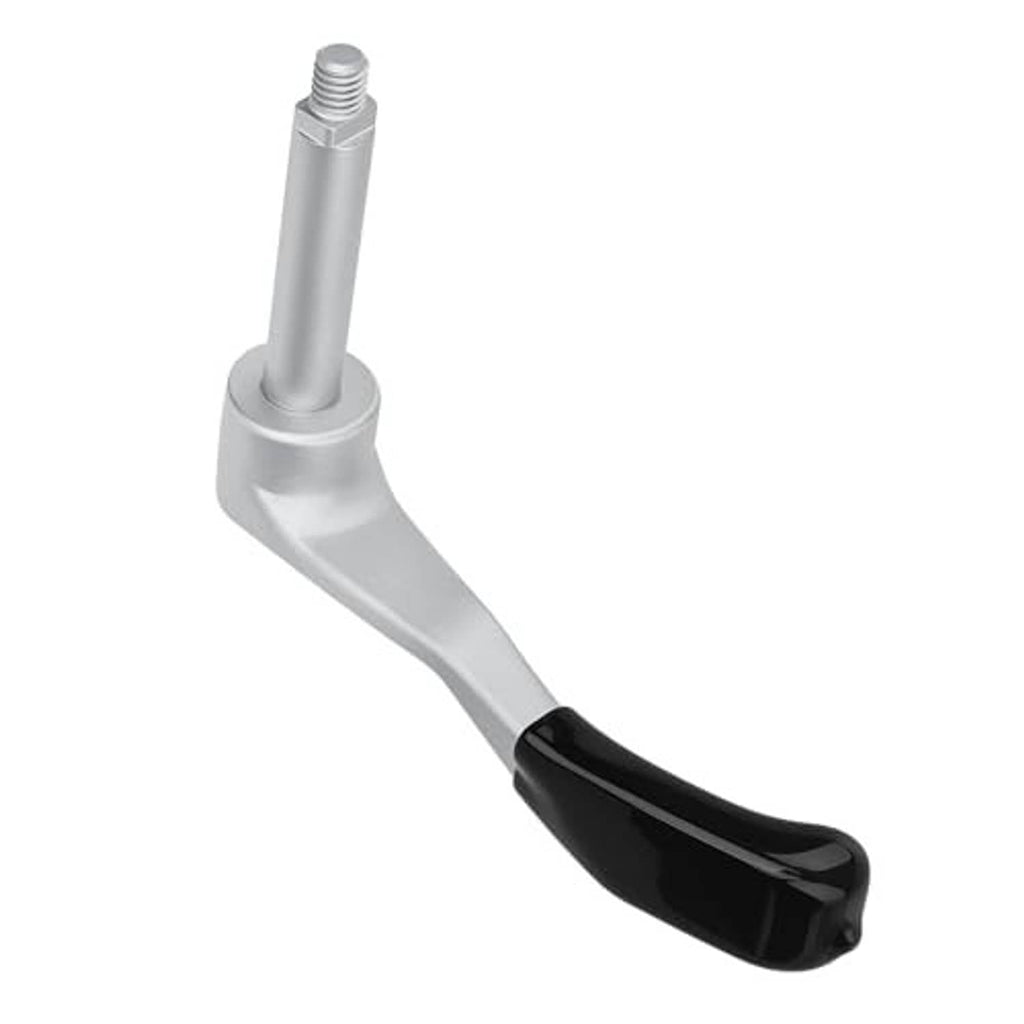 ATV thumb throttle lever featuring a black thumb pad and silver mounting stem