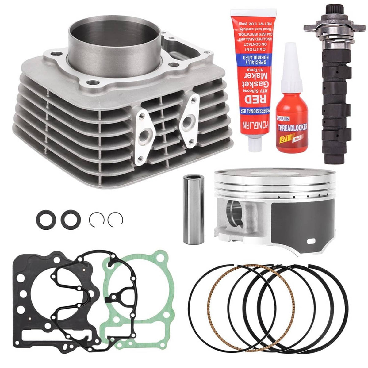 Cylinder piston gasket kit with cylinder block, piston, piston rings, gaskets, oil seals, cam gear